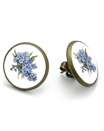 Kolczyki sztyfty Bukiet Niezapominajek Kwiatowe Vintage Handmade dla niej, laluv