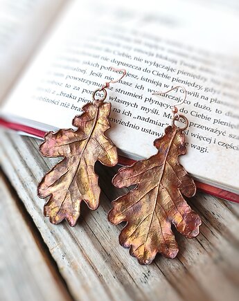 Liście dębu XV kolczyki miedziane, Treemasters Copper Jewelry