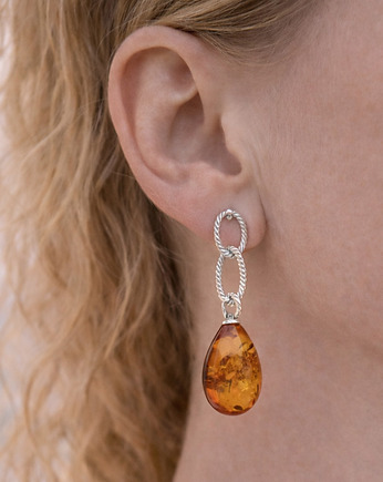 Kolczyki łezki bursztyn bałtycki, Eleganckie kolczyki bursztnowe, AmberMal