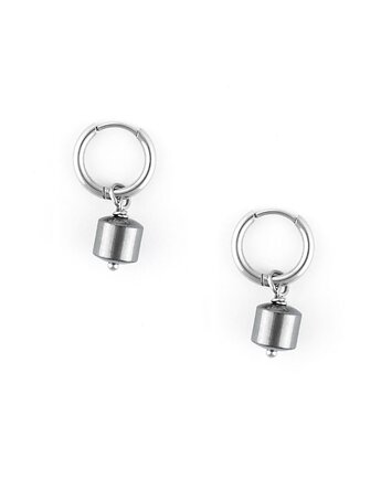 Kolczyki z baryłką Hematytu - srebrna stal szlachetna, Kulka Bransoletki