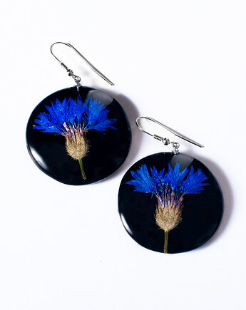 Kolczyki z bławatkami - żywica, srebro, So Jewelry
