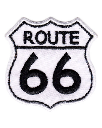 Naszywka naprasowanka ROUTE 66 BIAŁA termoprzylepna haft 6x6,3cm, Wyszywane