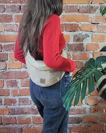 Nerka "Haru" beżowa  bawełniana z ekoskórą, hairoo