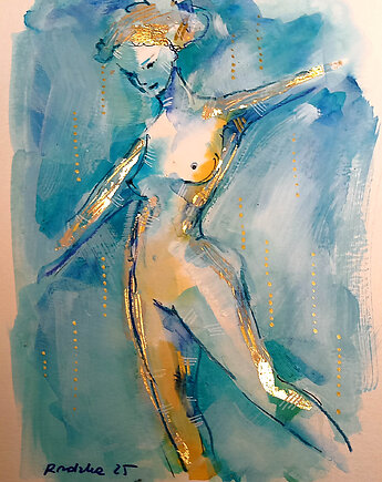 Lilka 86 - akwarela 16x24 cm unikat, Katarzyna Radzka