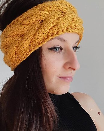 Zimowa opaska ręcznie robiona, WoolTerka HandMade