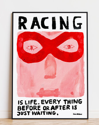 Plakat RACING Steve McQueen Formuła 1 motoryzacyjny prezent, BEATNIK illustration