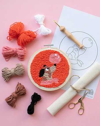Zestaw do punch needle Piesek z piłką, holi craft