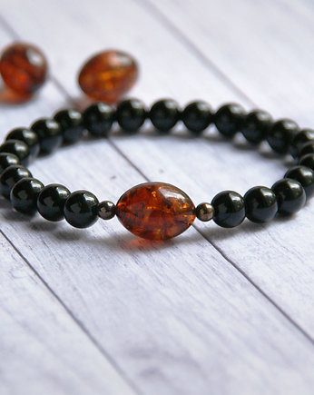 BURSZTYN, turmalin czarny, kaktusia