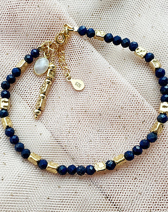 Bransoletka z lapis lazuli , granatowa bransoleta, Anemon Atelier