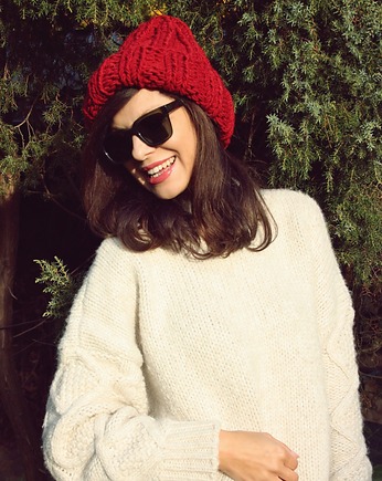 Czapka handmade beanie z wełną merino bulky, Mademoiselle Patrini