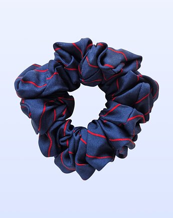 Scrunchie MIDI granatowa w czerwone paseczki, mi.KREO