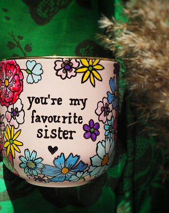 Ręcznie malowany kubek dla siostry SISTER, ka.linea