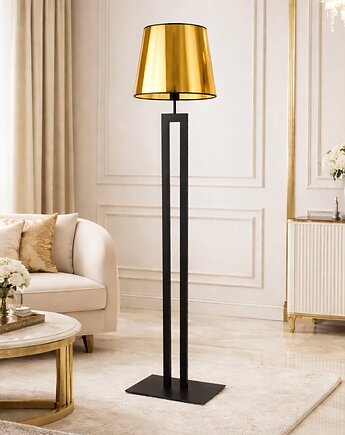 Czarna lampa stojąca do salonu w stylu glamour VEGAS MIRROR, LYSNE