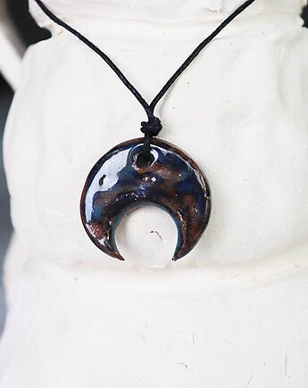 Naszyjnik Księżyc, wisiory, ceramiczna biżuteria,  ręcznie robiona, Ceramika Nastawka