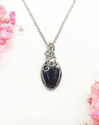 Naszyjnik Noc Kairu stal chirurgiczna wisiorek handmade wirewrapping, byNostawen