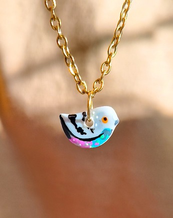 Naszyjnik z gołębiem, kolorowa biżuteria z ptakiem, uroczy motyw zwierząt, Dary Rusałki