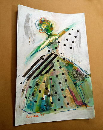 Kumoszka 20 - akwarela 16x24 cm unikat, Katarzyna Radzka