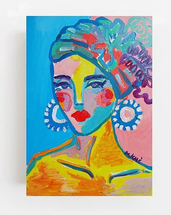 Portret kobiety w turbanie obraz olejny do salonu, alice oil on canvas