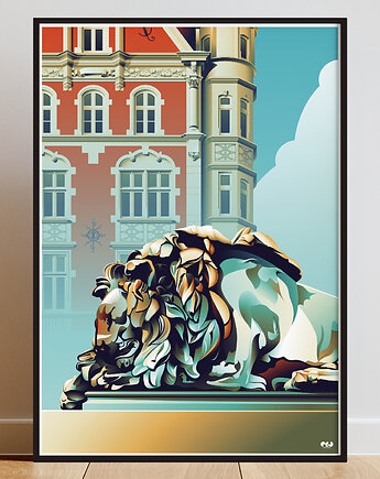 Lew śpiący - plakat z symbolem Bytomia, OKO MI SKOKO