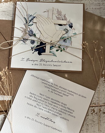 Ręcznie robiona kartka dla księdza na 25 rocznicę święceń kapłańskich, sorte