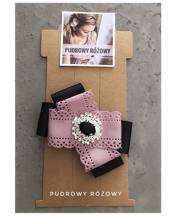 Biżuteryjna spinka do włosów z kryształkiem, Pudrowy Różowy