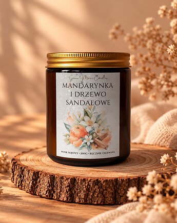 Zapachowa świeca sojowa - Mandarynka i Drzewo Sandałowe, Greenmoon Handmade