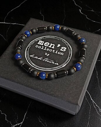 SIŁA, OPTYMIZM : efektowna bransoletka : LAPIS LAZULI, ONYKS, kaktusia