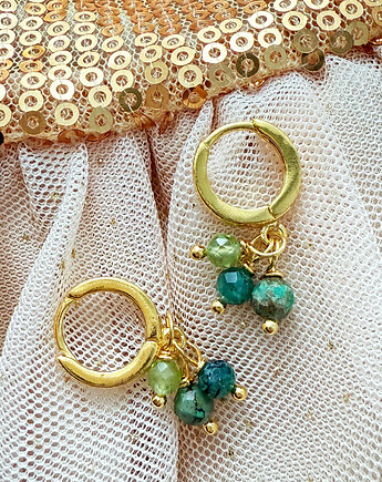 Kolczyki z   peridotem, szmaragdem  i chryzokolą, Anemon Atelier