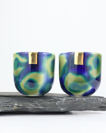 Kubeczki porcelanowe  do kawy Aquarelle - zestaw, cerama studio