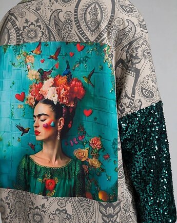 Auri Lili Kurtka Asana Frida Turquoise z odwracalnymi cekinami one size S, Auri Lili