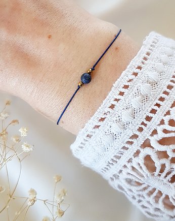 Granatowa bransoletka z lapisem lazuli, LEI handmade 