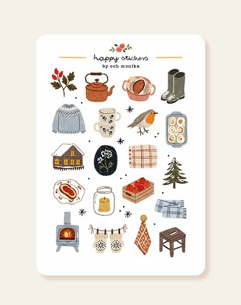 Spokojna zima - arkusz papierowych naklejek A6, Och Monika