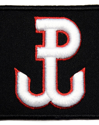 Naszywka naprasowanka POLSKA WALCZĄCA 3D termoprzylepna haftowana 6,4x6,4cm, Wyszywane