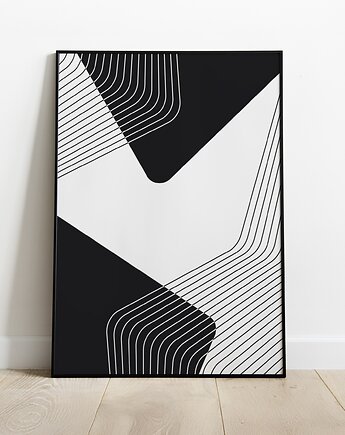 Czarno-biały plakat do salonu, minimalistyczny, nowoczesny, abstrakcyjny., Grawisfera