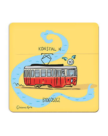 Podkładka pod kubek Bydgoszcz Tramwaj Konstal N, Gliniana Kura