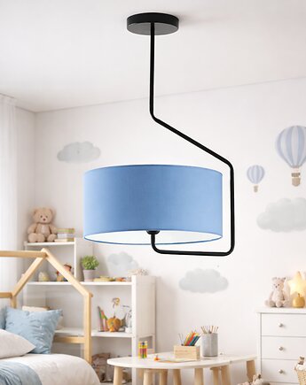 Niebieska lampa sufitowa do pokoju chłopca LAVRIO KIDS z abażurem 40 cm, LYSNE