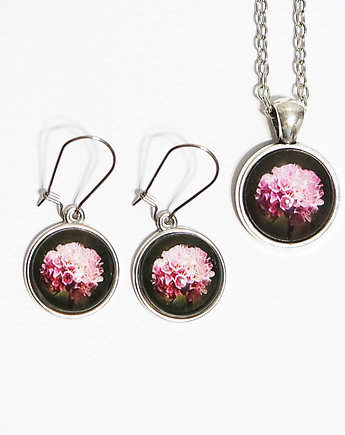 Naszyjnik i kolczyki - komplet - Różowy kwiat, yenoo