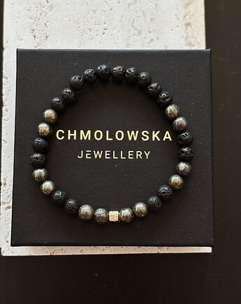 Bransoletka Męska Piryt i Lawa, Chmolowska Jewellery