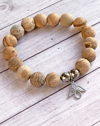 ANIOŁEK : jaspis KRAJOBRAZOWY & stal szlachetna, kaktusia