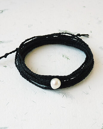 NATURE Len i perła czarna bransoletka, galeria nuit