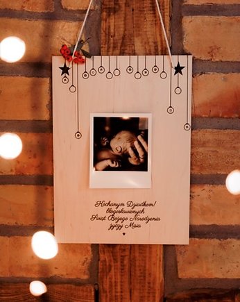 Drewniana kartka świąteczna ze zdjęciem, Winietka dekoruje