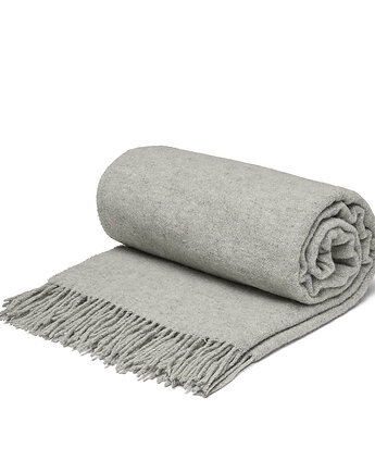Koc z wełny merino classic grey, White pocket