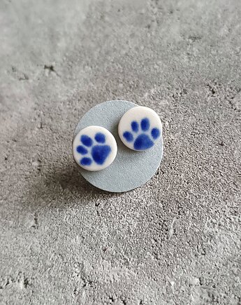 Kolczyki ceramiczne Bolesławiec łapki, biżuteria z talerzy