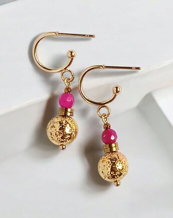 Kolczyki SUMMER gold : sztyfty kółka, kaktusia