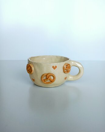 Ceramiczny ręcznie robiony kubek w precelki, Ceramic Reve