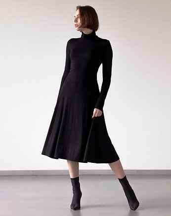 Sukienka wiskozową rozkloszowana czarna, fADD