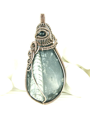 Orthoceras wisior wire wrapping, Blue Pearl Art