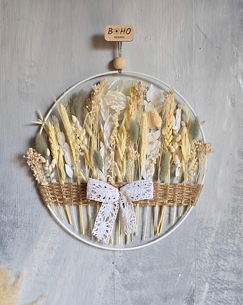 Prezent dla Babci i Dziadka - dekoracja ścienna z suszonymi kwiatami, BohoSuszki