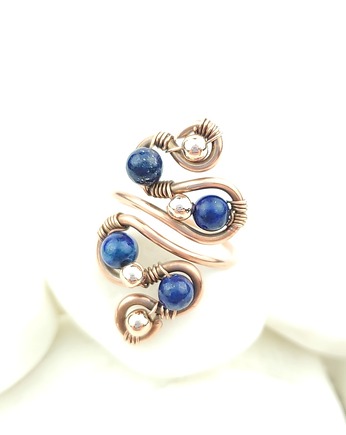 Lapis lazuli pierścionek z miedzi, Blue Pearl Art