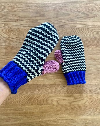 Rękawiczki jednopalczaste z wełny merino niebieski, HisOutfit
